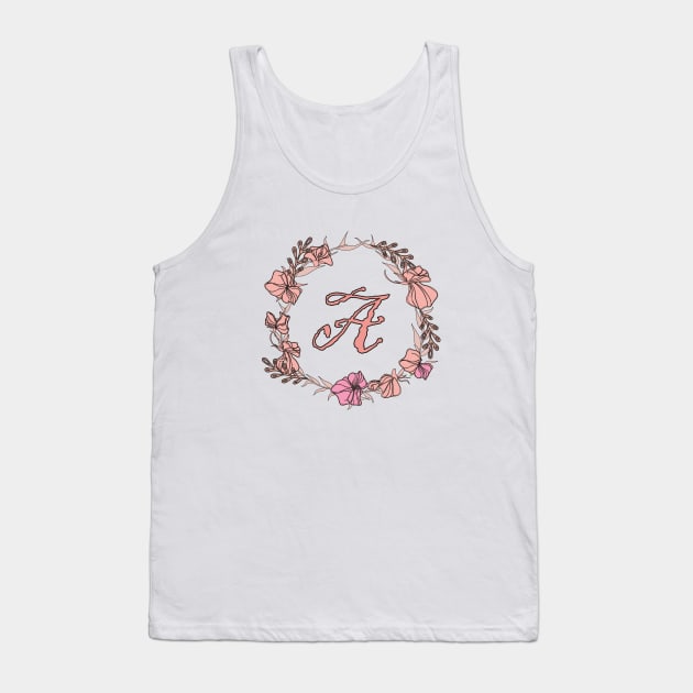 Letter A Rose Pink Initial Monogram - Letter a Tank Top by Tilila